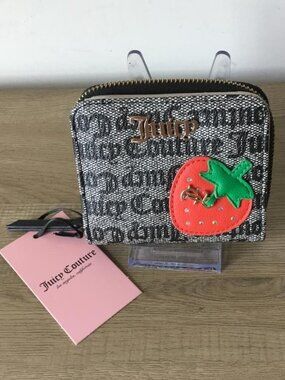 Juicy Couture Freshly Picked Wallet Collection Strawberry Detail Zip Wallet NWT